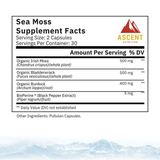 Organic Sea Moss, 60 Capsules, 500 mg by Ascent Nutrition