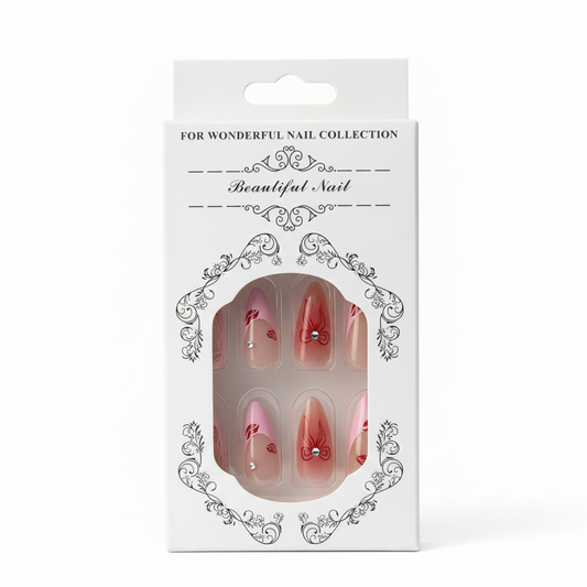 Salon-Style French Tip Press-On Nails - Coffin 022