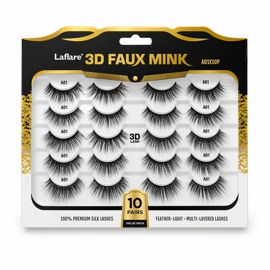 3D Faux mink - Premium Silk Lashes (10 Pairs) by VIAI BEAUTY