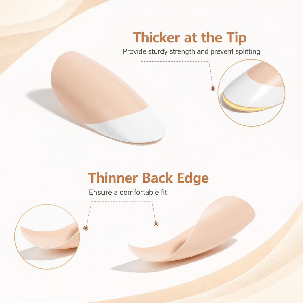Salon-Style French Tip Press-On Nails - Coffin #033