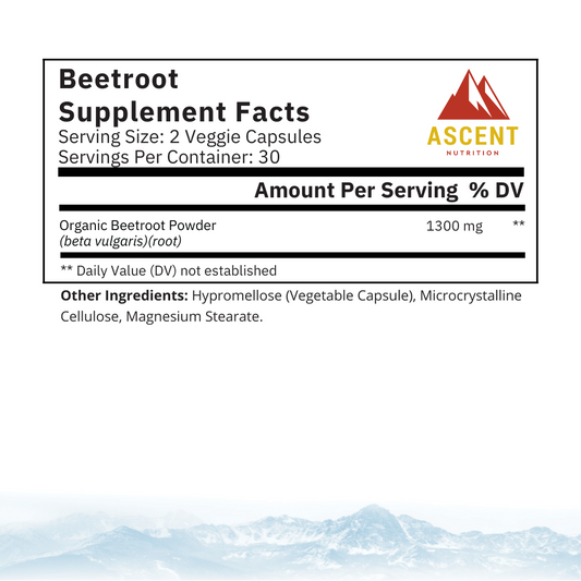 Organic Beetroot, 60 Capsules, 1300 mg by Ascent Nutrition
