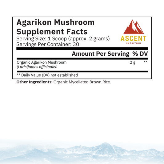 Organic Agarikon Mushroom Powder, 2 grams per scoop by Ascent Nutrition