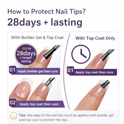 Salon-Style French Tip Press-On Nails - Coffin #037