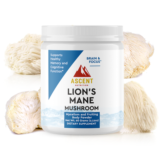 Organic Lion's Mane Mushroom Powder, 2 Grams per scoop by Ascent Nutrition