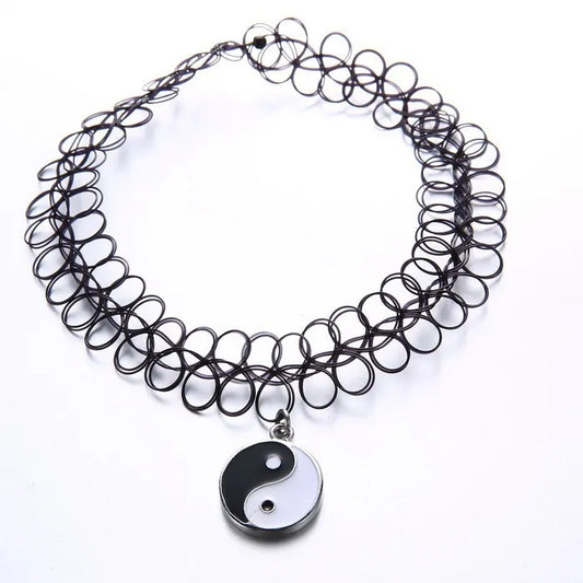 Elastic Choker Ying Yang Charm Necklace by VIAI BEAUTY