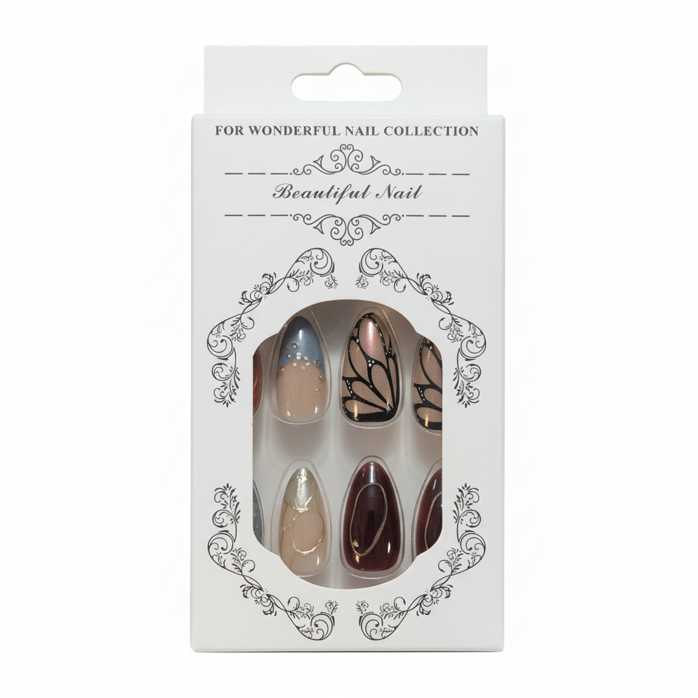 Salon-Style French Tip Press-On Nails - Coffin 025