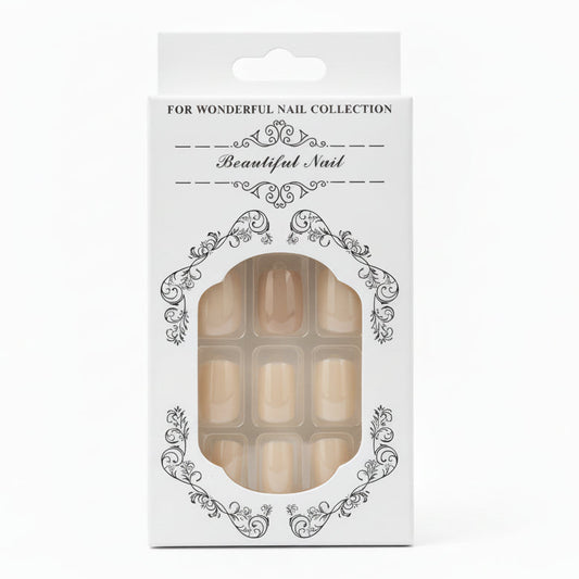 Salon-Style French Tip Press-On Nails - Square 015