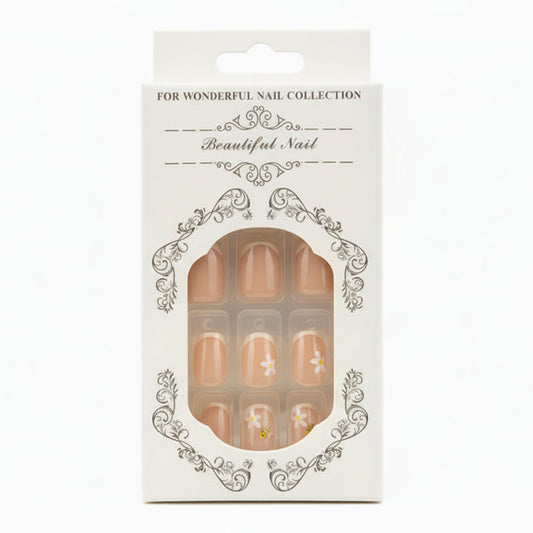 Salon-Style French Tip Press-On Nails - Square 011