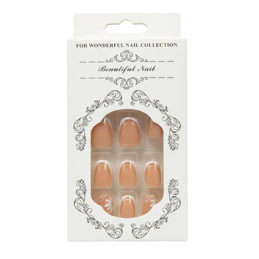 Salon-Style French Tip Press-On Nails - Square 01